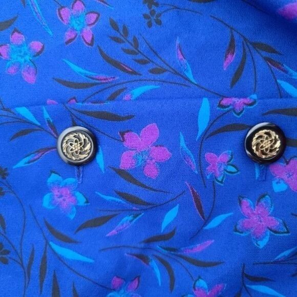 Vintage 90s Dark Botanical Cottagecore Purple Leslie Fay Blouson Jacket - Picture 10 of 13